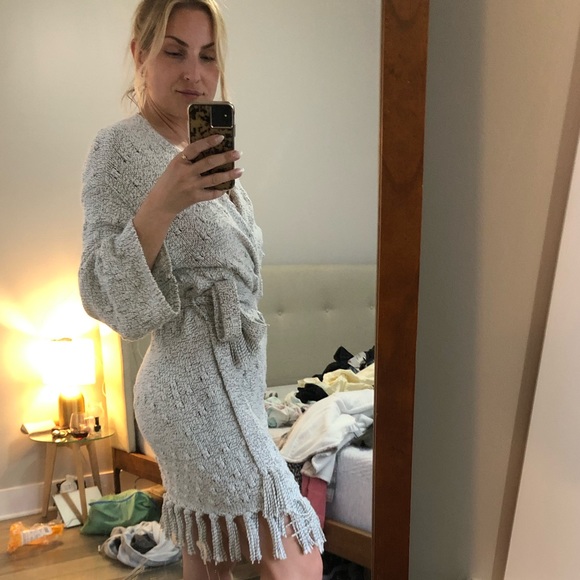 Cupcakes and cashmere boho fringe knit sweater, sweater dress, size L - Picture 3 of 6